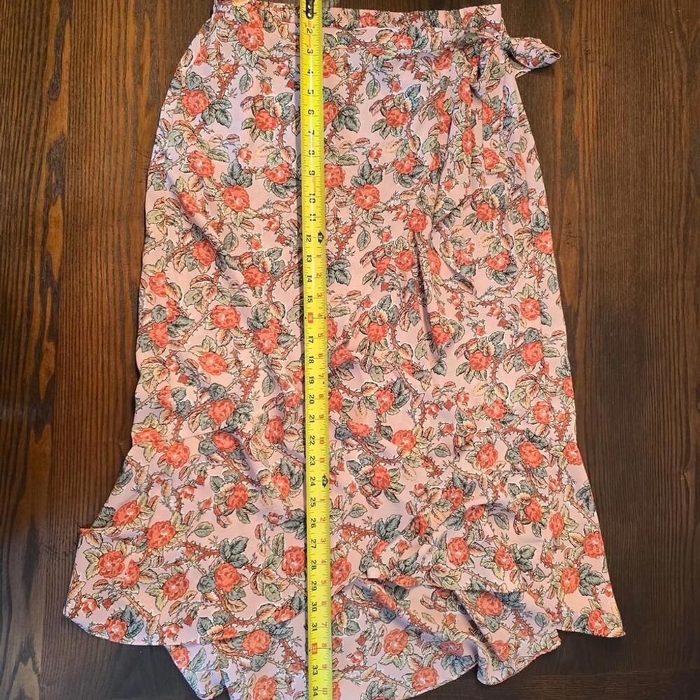 Max Studio Bohemian style Floral Wrap Skirt with Ruffle Hem Size Large - Picture 2 of 8
